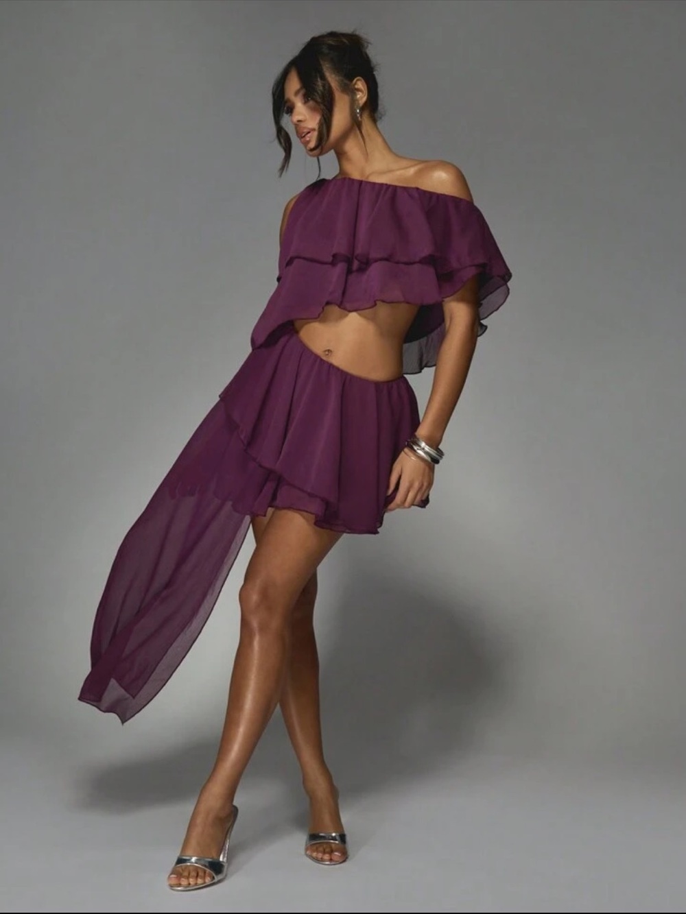 NWOT Off-Shoulder Asymmetrical Ruffle Dress